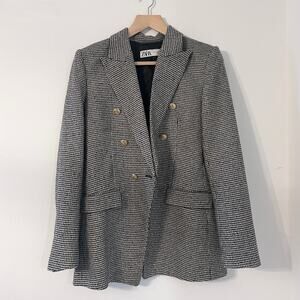 Zara Women’s Plaid Coat Gold Buttons Size Small